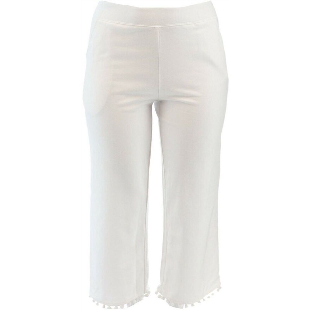 Belle Kim Gravel French Terry Pom-Pom Crop Pants - Picture 2 of 6